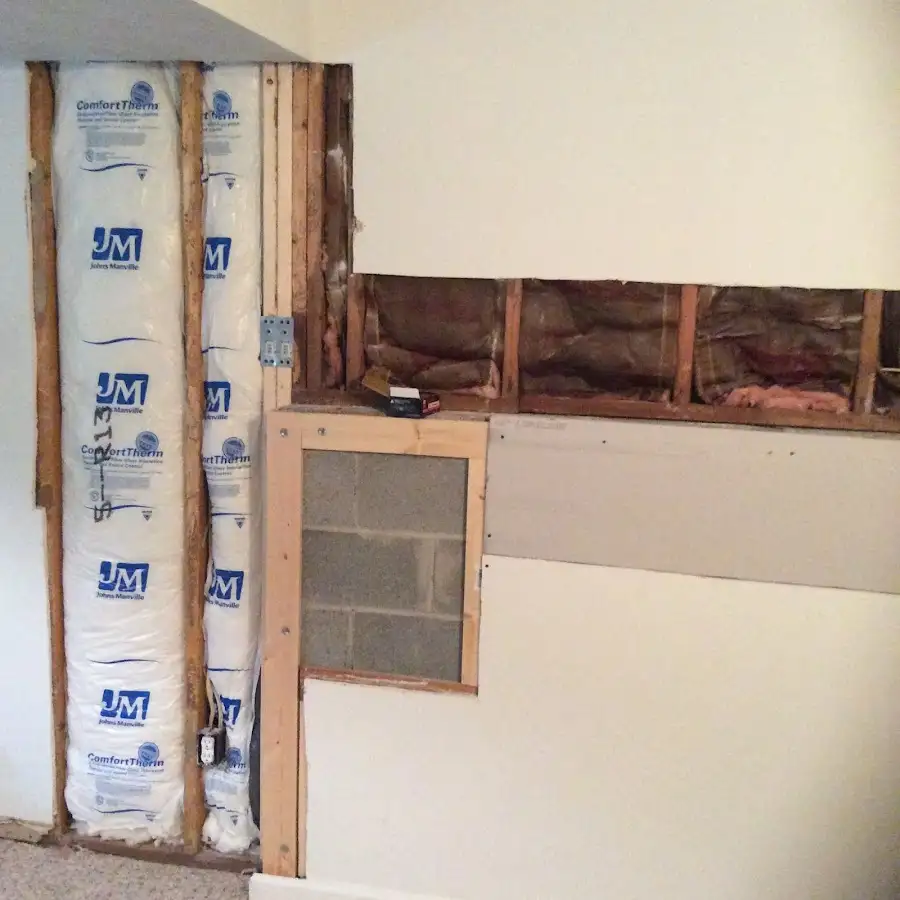 Wall insulation replacement during Basement Flood Cleanup in La Plata